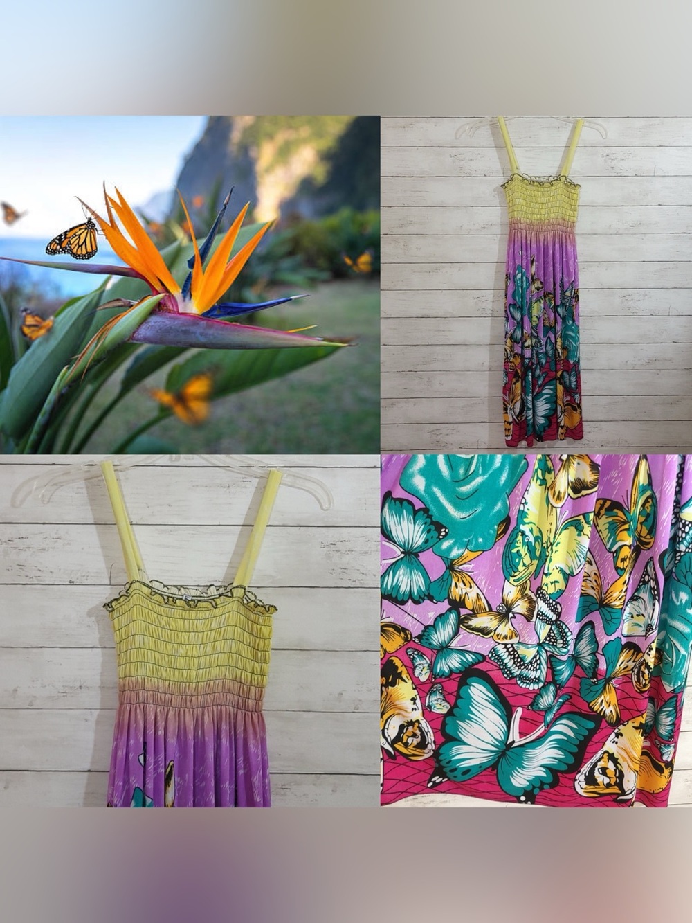 Lati Fashion Tropical Hawaiian Coastal Vacation Beach Hippie Floral Fairy Dress